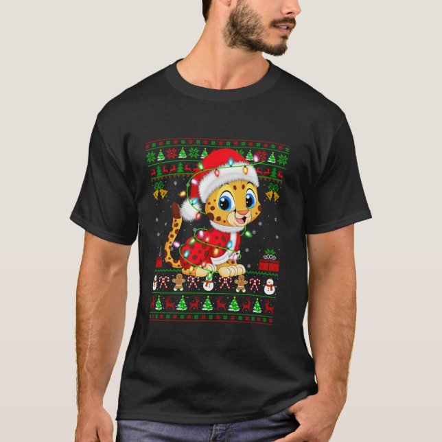 Camiseta Papais noeis das Luzes de Natal Feias Costume Arma (Frente)