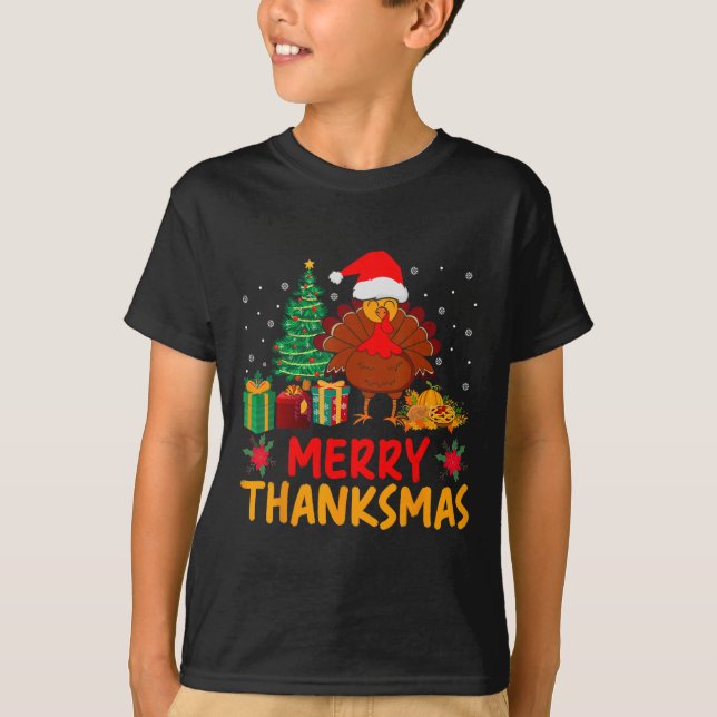 Camiseta Papais noeis de Ação de Graças de Natal para a Tur (Frente)