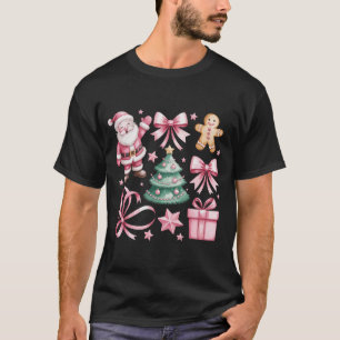 Camiseta Papais noeis de Arco de coquetes cor-de-rosa-branc