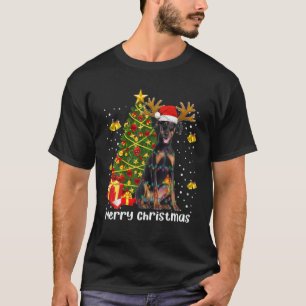 Camiseta Papais noeis de Árvore das Luas de Natal Doberman
