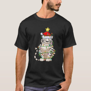 Camiseta Papais noeis de Árvore de Iluminação Branca do