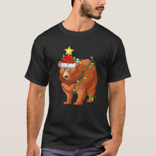 Camiseta Papais noeis de Árvore de Iluminação Cinzenta d