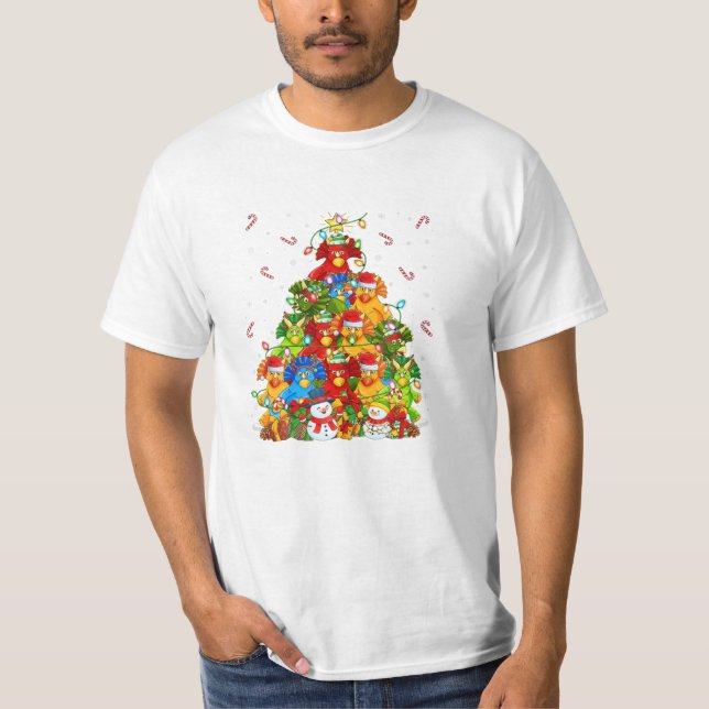 Camiseta Papais noeis de Árvore de Iluminação Xmas (Frente)