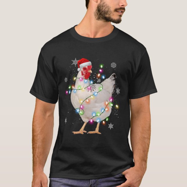 Camiseta Papais noeis De Árvore De Natal De Frango Engraçad (Frente)