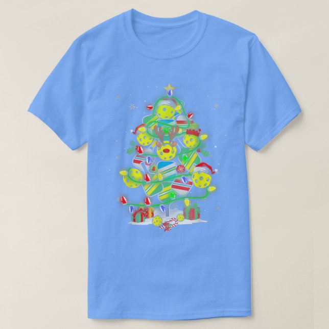 Camiseta Papais noeis de Árvore de Natal de Pickleball Orna (Frente do Design)
