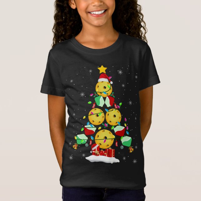 Camiseta Papais noeis de Árvore de Natal Pickleball X-mas L (Frente)