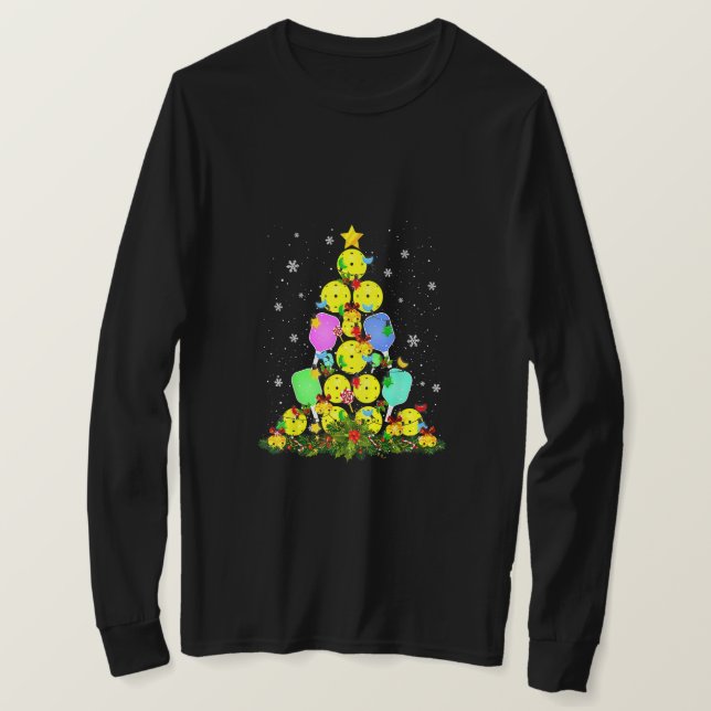 Camiseta Papais noeis de Árvore de Natal Picleball X Mas L (Frente do Design)