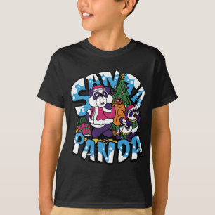 Camiseta Papais noeis de Árvore do Natal Menino de Panda