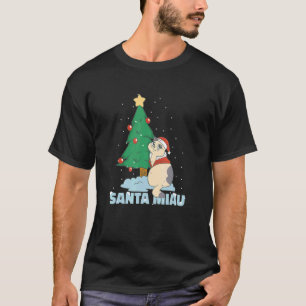 Camiseta Papais noeis de árvores de Natal Miau Cat
