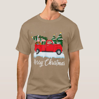 Camiseta Papais noeis De Árvores Flamingo Red Truck Feliz C