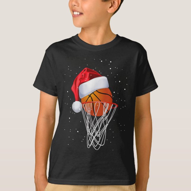 Camiseta Papais noeis de Basquete de Natal - Neve (Frente)