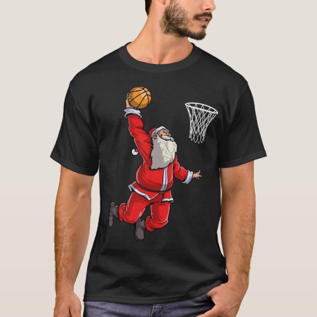 Camiseta Papais noeis de basquete Slam Dunk Natal Ball Spo (Frente)