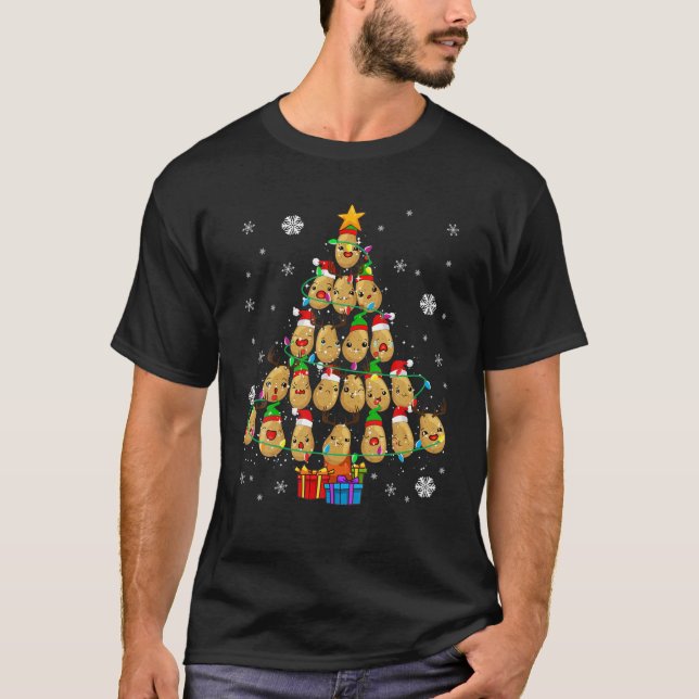 Camiseta Papais noeis de Batata de Natal ELF Reindet Potato (Frente)