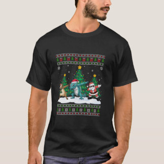 Camiseta Papais noeis De Bater As Luzes Da Árvore De Reinde