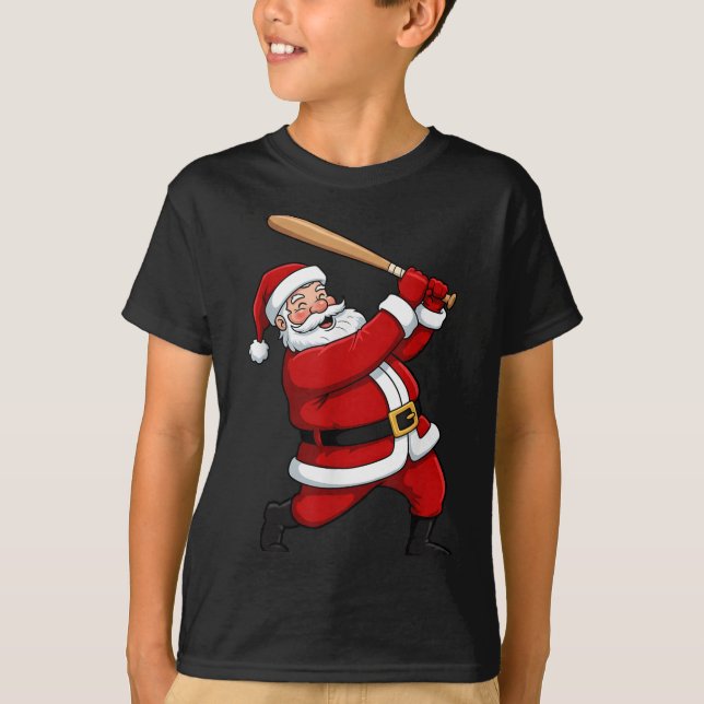 Camiseta Papais noeis de Bateria de Baseball Natal Xmas Srt (Frente)