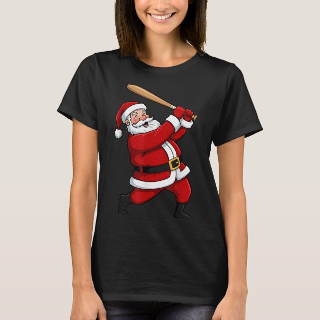 Camiseta Papais noeis de Bateria de Baseball Natal Xmas Srt (Frente)
