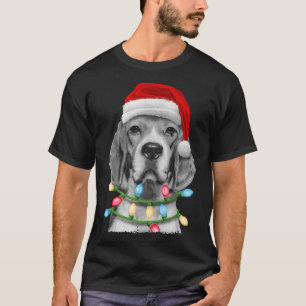 Camiseta Papais noeis de Beagle Árvore de Natal Luzes de Na