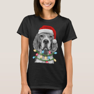 Camiseta Papais noeis de Beagle Árvore de Natal Luzes de Na