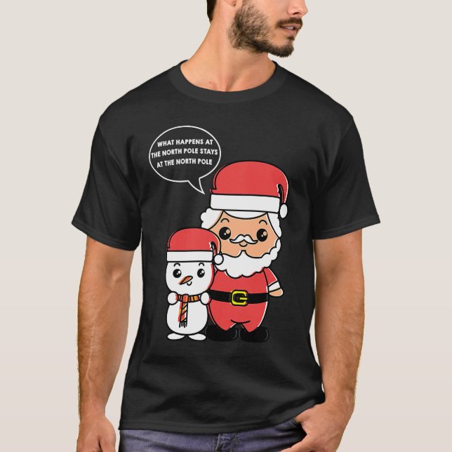 Camiseta Papais noeis de boneco de neve o que acontece no P (Frente)