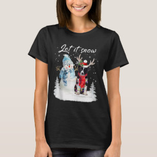 Camiseta Papais noeis de Borda Collie Cão de Natal Snowman 