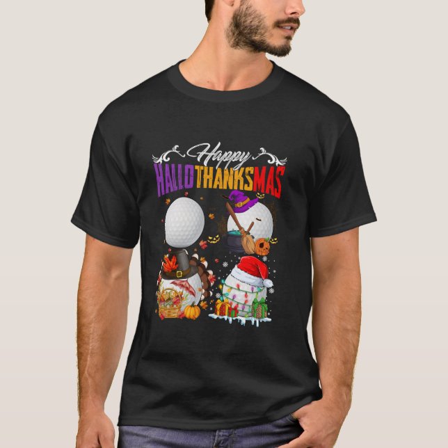 Camiseta Papais noeis de Bruxas Bolas de Golfe Feliz AlôObr (Frente)