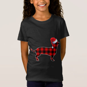 Camiseta Papais noeis de Buffalo xadrez Dachshund Cachorro 