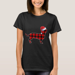 Camiseta Papais noeis de Buffalo xadrez Dachshund Cachorro 