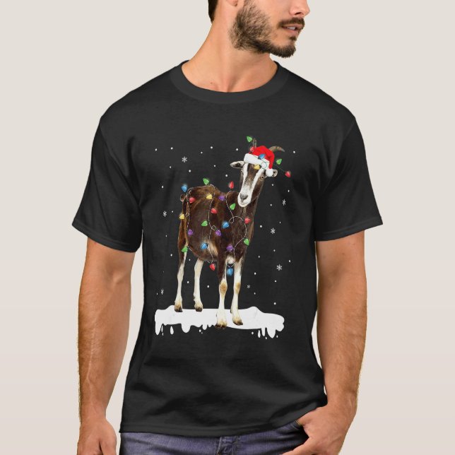 Camiseta Papais noeis De Cabra Luzes De Natal Gina (Frente)