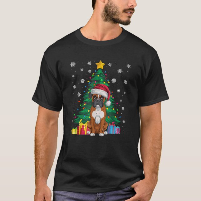 Camiseta Papais noeis de Cachorro das Luzes das Árvores de  (Frente)