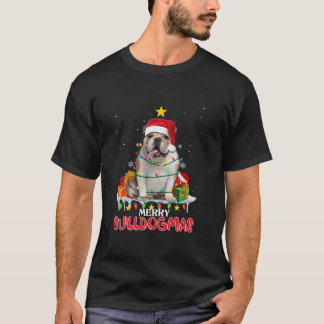 Camiseta Papais noeis de Cachorro de Árvore de Natal Boi Fe