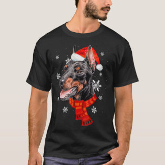Camiseta Papais noeis de Cachorro Doberman, Árvore de Natal