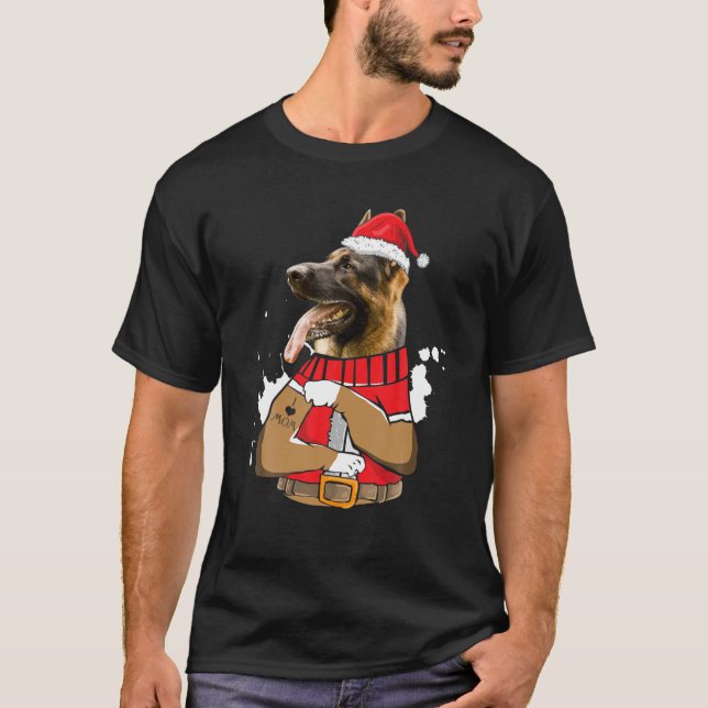 Camiseta Papais noeis de Cachorro Malinois Belgas Eu Amo Ma (Frente)