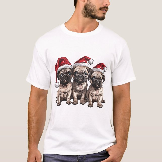 Camiseta Papais noeis de Cães de Natal (Frente)