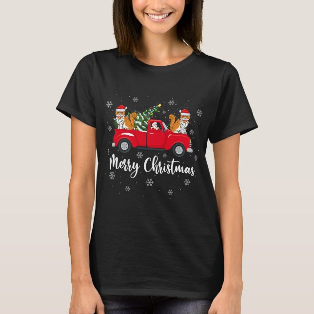 Camiseta Papais noeis De Caminhão De Árvore De Natal (Frente)