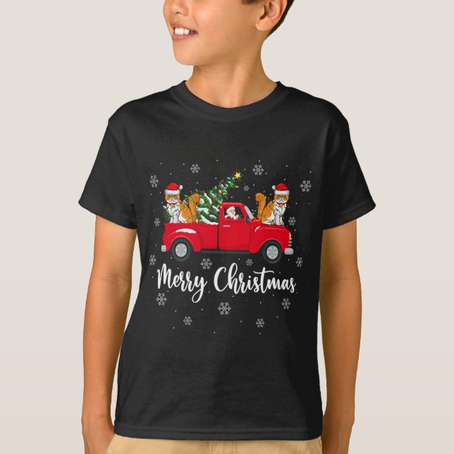 Camiseta Papais noeis De Caminhão De Árvore De Natal (Frente)