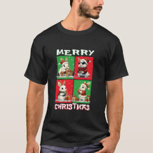 Camiseta Papais noeis De Coelho Bonito Passam Animais Feliz