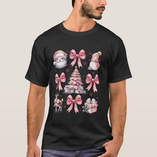 Camiseta Papais noeis de coquete cor-de-rosa Arcos de Natal (Frente)