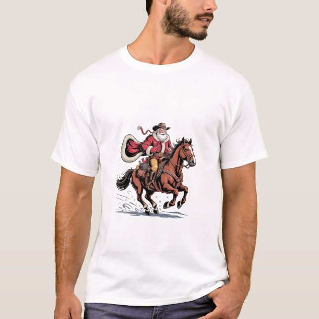 Camiseta Papais noeis de cowboy do Rodeo no oeste (Frente)