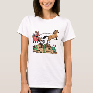 Camiseta Papais noeis de cowboy Natal do cavalo oeste