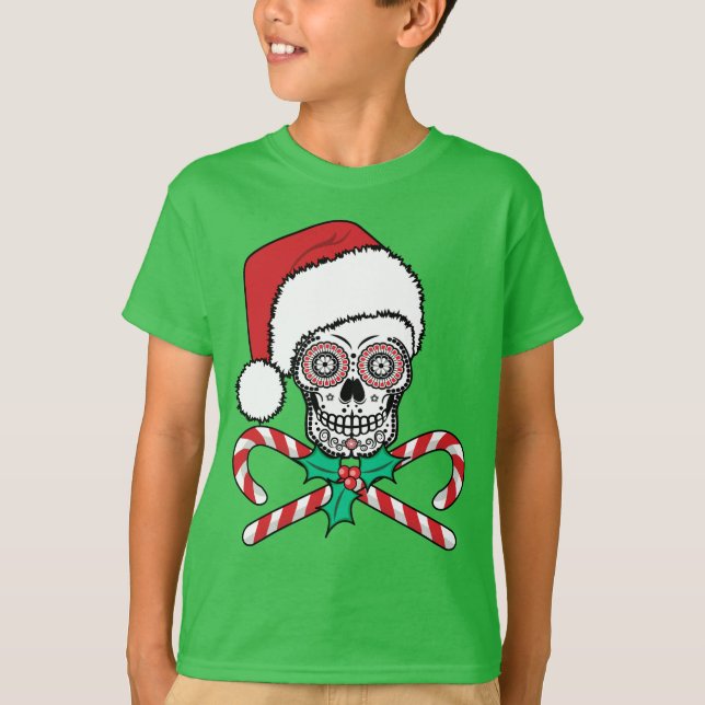 Camiseta Papais noeis de crânio de açúcar (Frente)