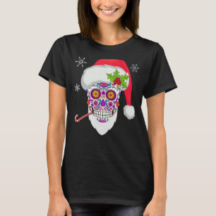 Camiseta Papais noeis de crânio Engraçados Natal Dia De Los