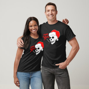 Camiseta Papais noeis de crânio Feliz Natal