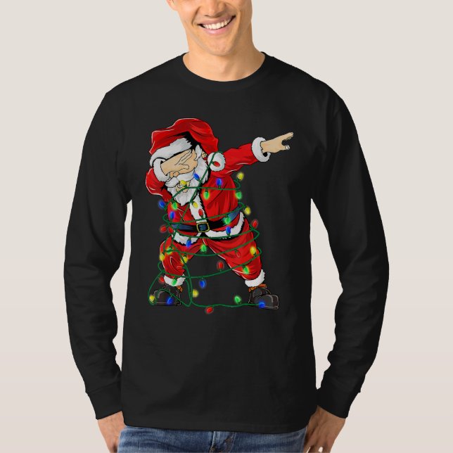 Camiseta Papais noeis De Dabbing Da Árvore De Natal Para Xm (Frente)