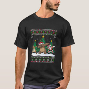 Camiseta Papais noeis De Dabbing Reindeer Grizzly Bear Tree