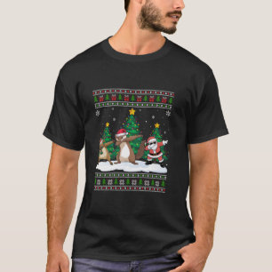 Camiseta Papais noeis De Dabbing Reindeer Weasel Tree Luzes