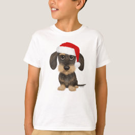 Camiseta Papais noeis de Dachshund com Cabeada Wirehaired T