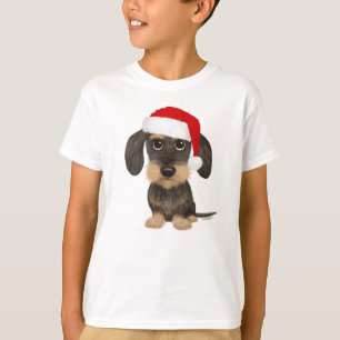 Camiseta Papais noeis de Dachshund com Cabeada Wirehaired T