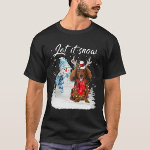 Camiseta Papais noeis de Dachshund de Cabelo Vermelho Cão N