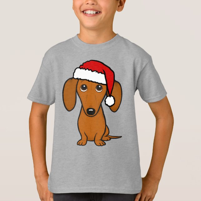 Camiseta Papais noeis de Dachshund Feriado de Cachorro de V (Frente)