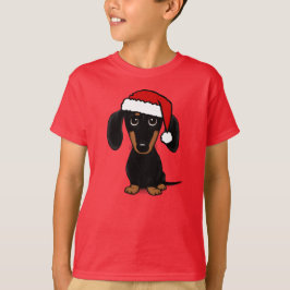 Camiseta Papais noeis de Dachshund Pretos e Bronzeados Cach